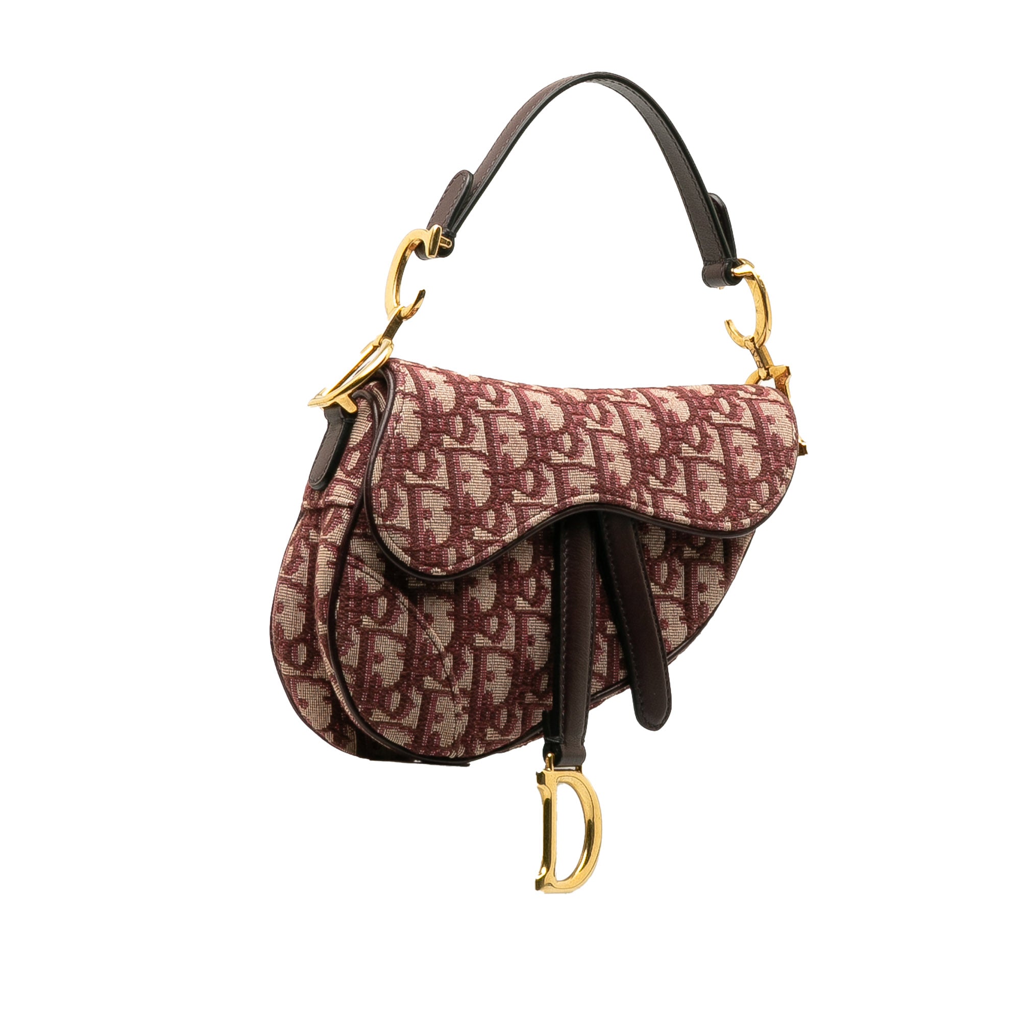 Dior | Pre-Owned Mini Oblique Canvas Saddle Bag | Red/Bordeau