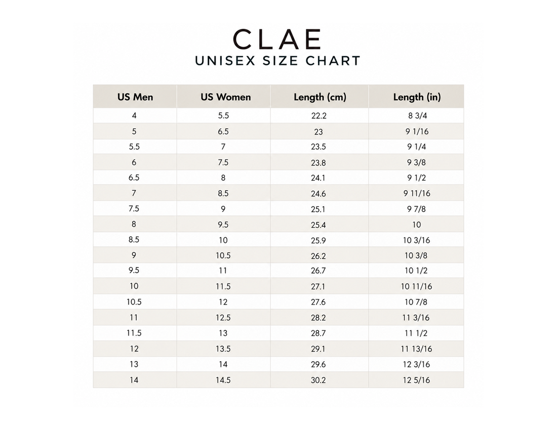 Product size guide