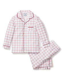 Kid's Twill Pajama Set in Garnet Tattersall in Garnet Tattersall#Color_Garnet Tattersall