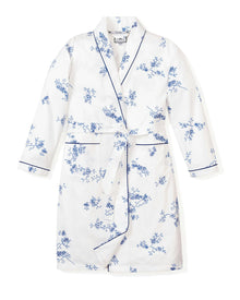 Kid's Twill Robe in Gardens of Giverny in Indigo Floral#Color_Indigo Floral