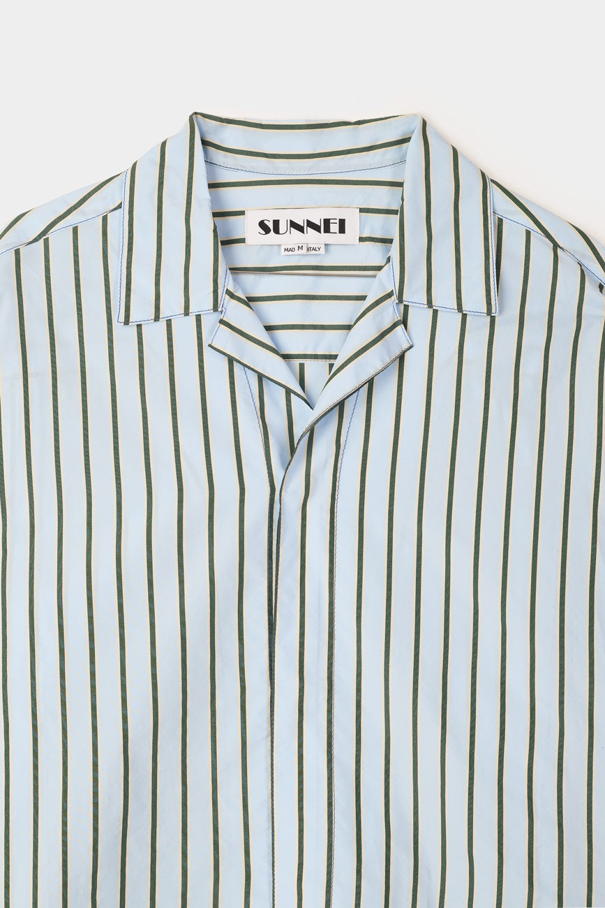 Regular Shirt | Men | Green x Blue Stripes