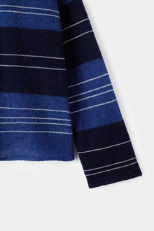 Mohair Crewneck Jumper | Unisex | Blue x Dark Blue Stripes