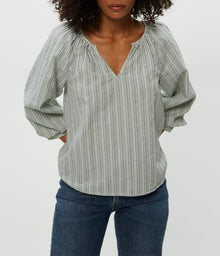 Cleo Notch Neck Top | Seacrest Stripe