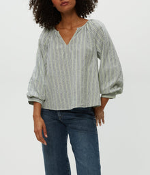 Cleo Notch Neck Top | Seacrest Stripe