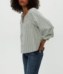 Cleo Notch Neck Top | Seacrest Stripe