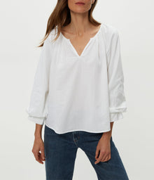 Cleo Notch Neck Top | White