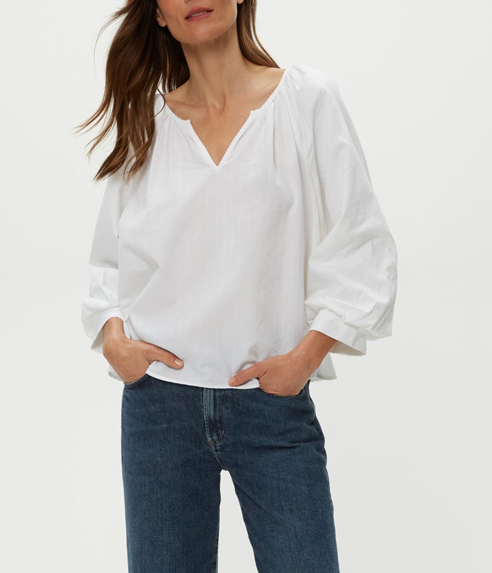 Cleo Notch Neck Top | White