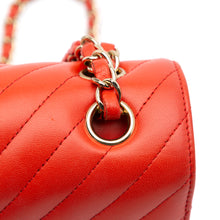 Chanel | Pre-Owned Small Classic Chevron Lambskin Double Flap | Orange/Dark Orange