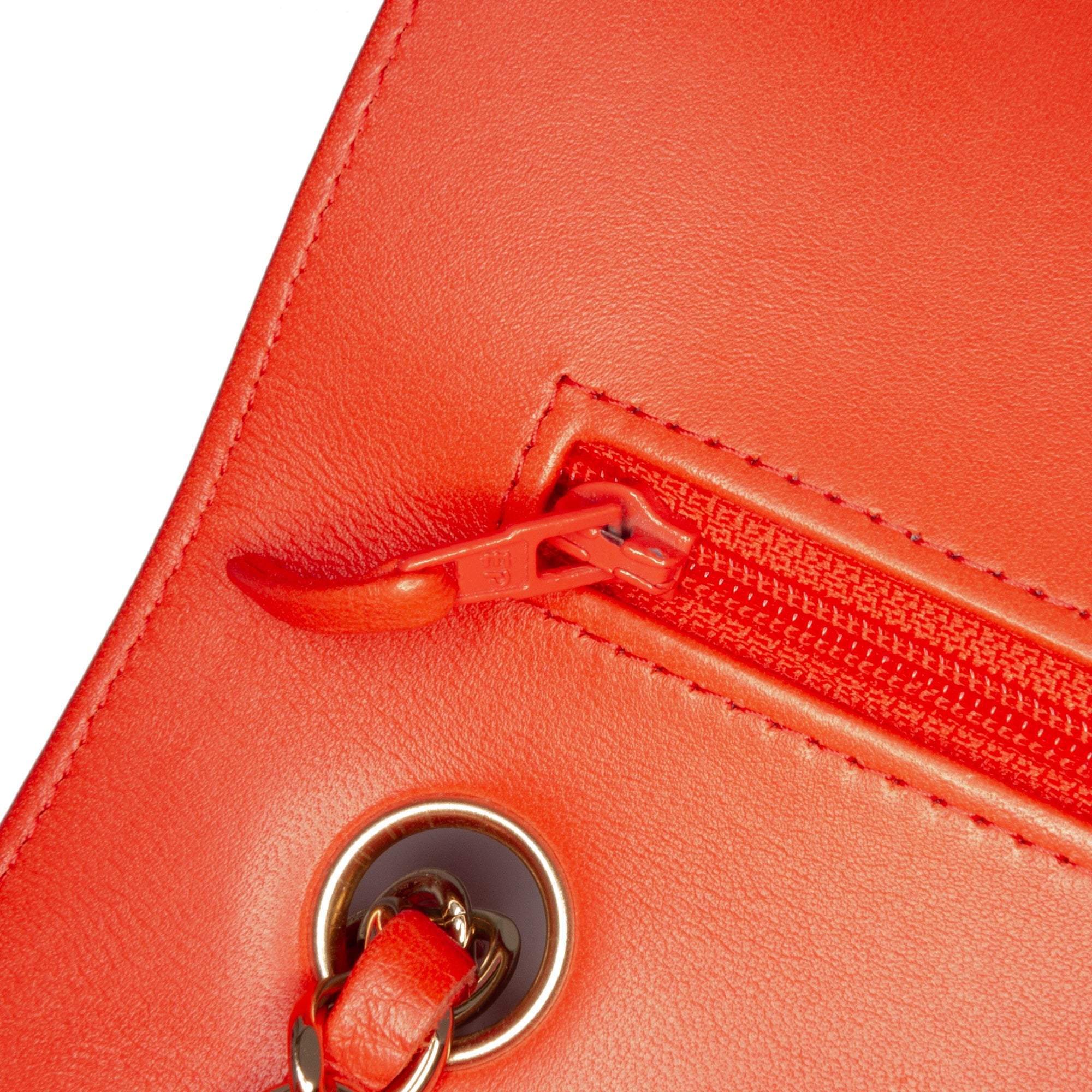 Chanel | Pre-Owned Small Classic Chevron Lambskin Double Flap | Orange/Dark Orange