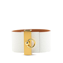 Hermes | Pre-Owned Bicolor Epsom Reversible Illusion Bracelet MM | White/Gold