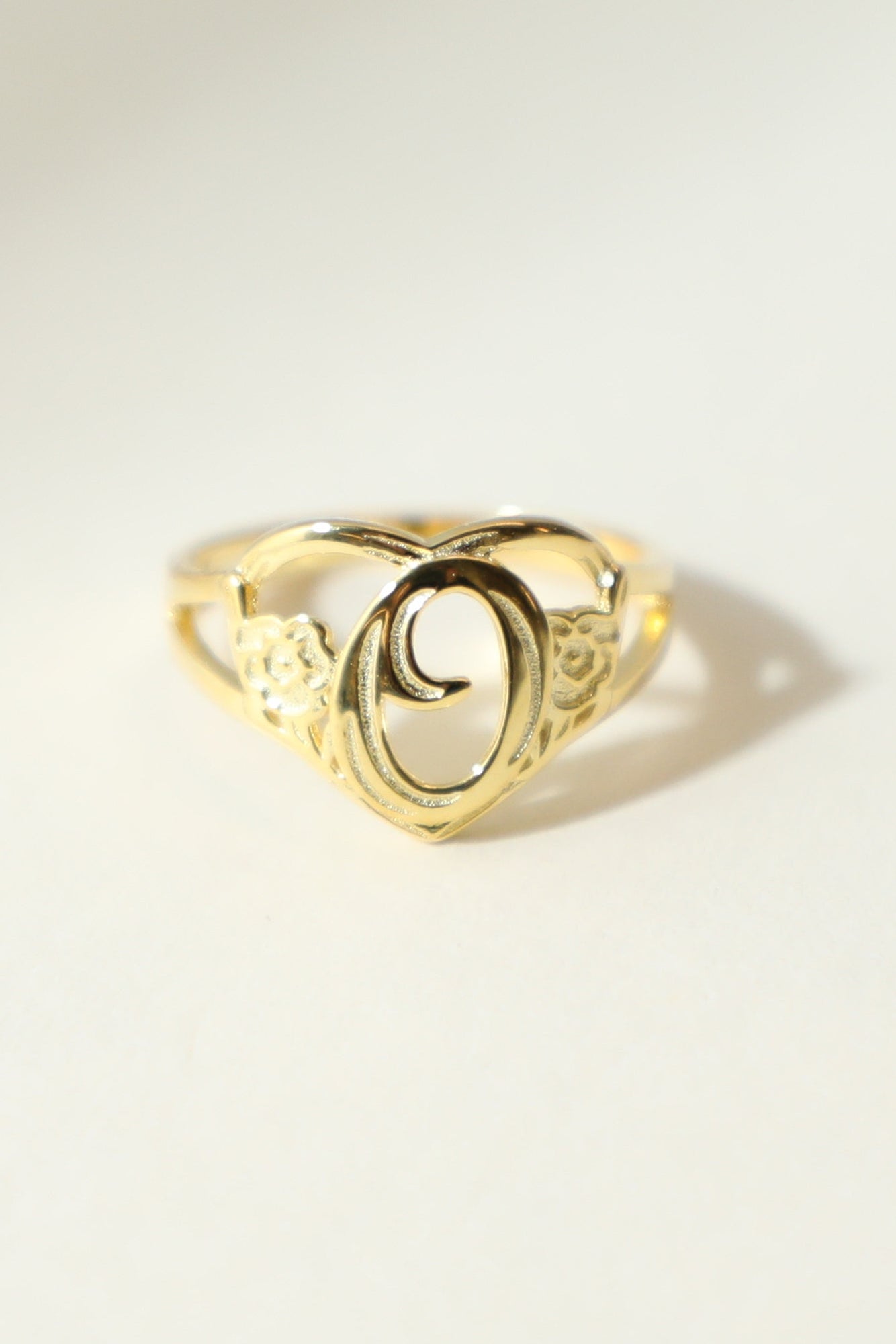 The Gold Cutout Flower Heart Letter Ring | 18Kt Gold Vermeil
