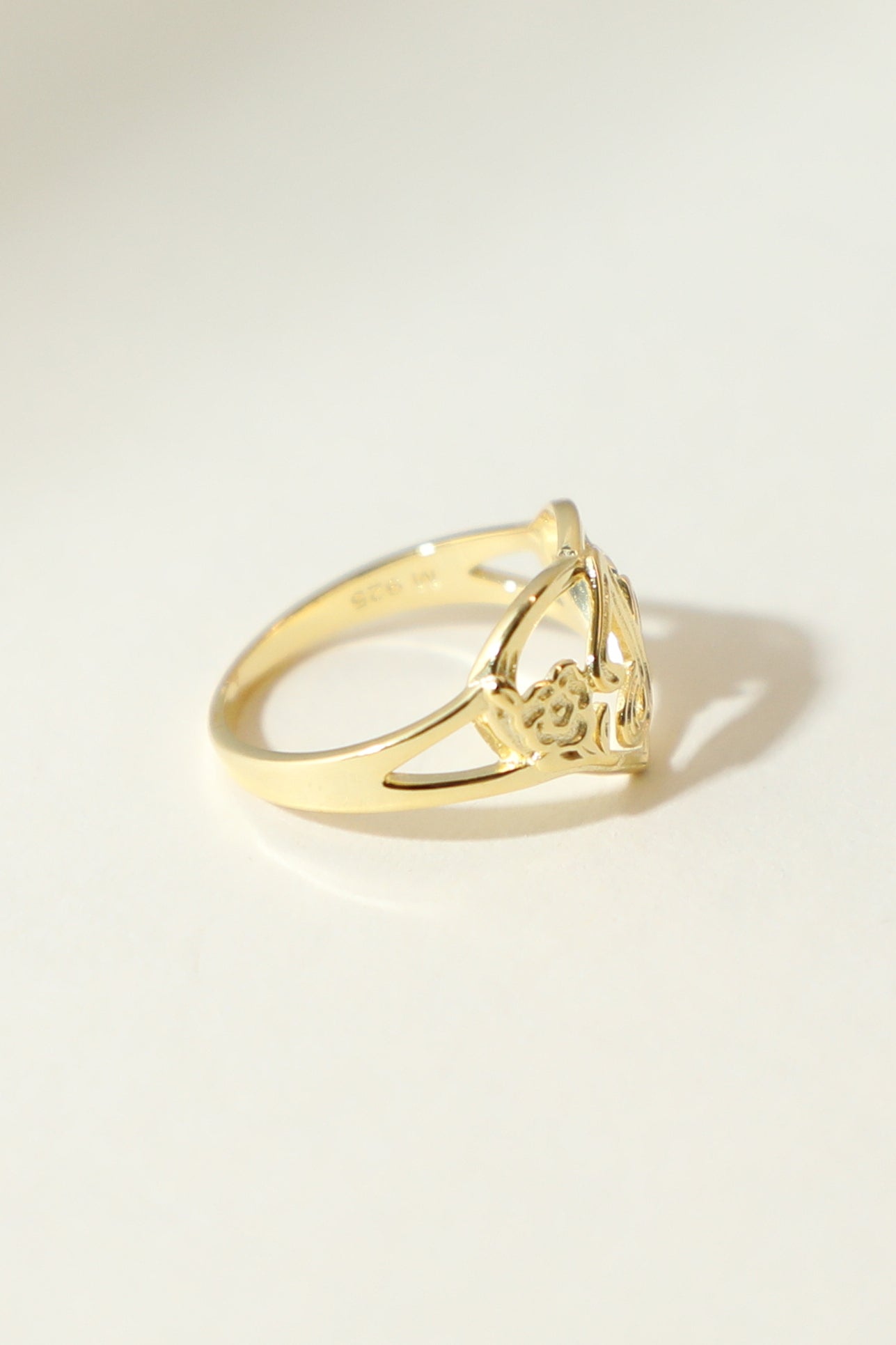 The Gold Cutout Flower Heart Letter Ring | 18Kt Gold Vermeil