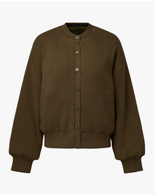 Cable Knit Puffer Jacket | Dark Green