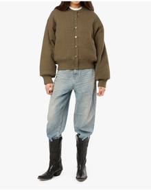 Cable Knit Puffer Jacket | Dark Green