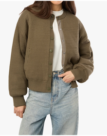 Cable Knit Puffer Jacket | Dark Green