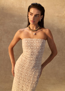 Castela Stretch Lace Dress | Bone