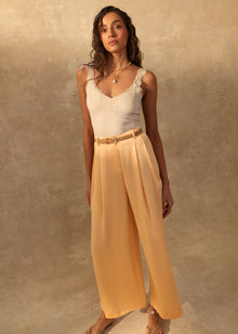 Fabian High Rise Charmeuse Pant | Cantaloupe