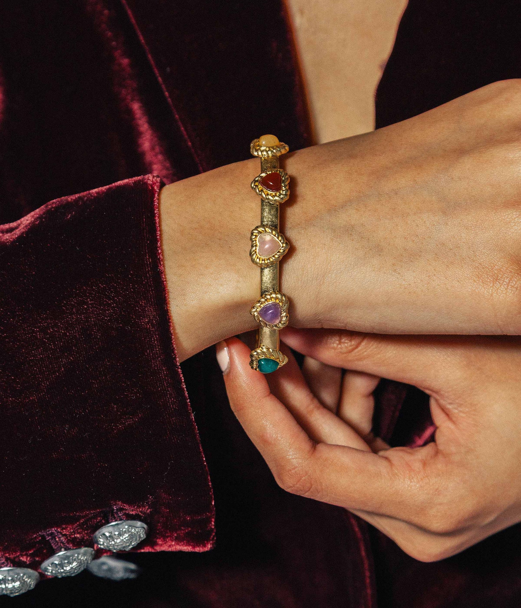 Camille Semi-Precious Heart Bangle | Multicolor
