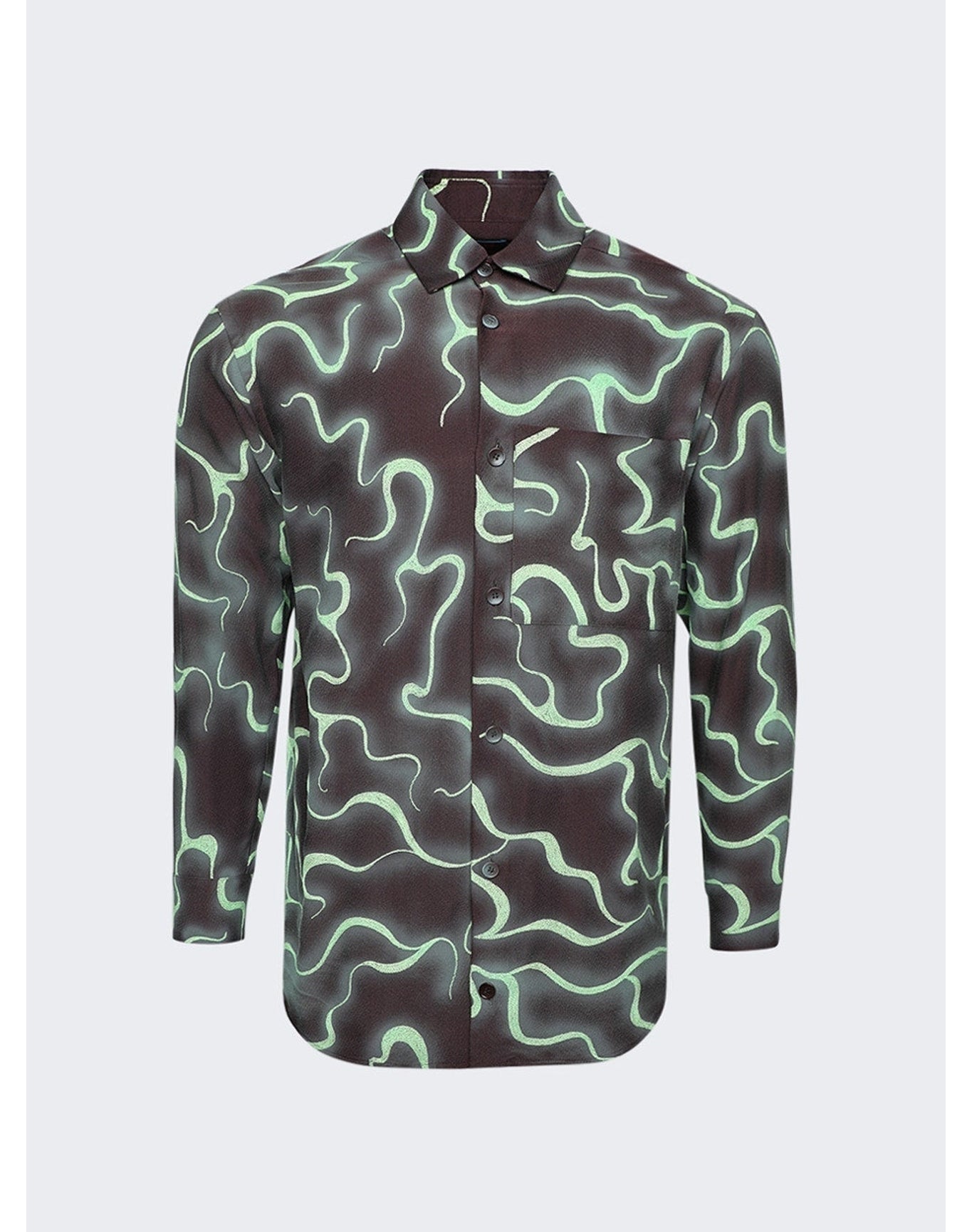 Casella Meyer | Men | Embroidered Jacquard Shirt | Brown x Lim