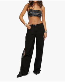 Chain Slit Wide Leg Pant | Black