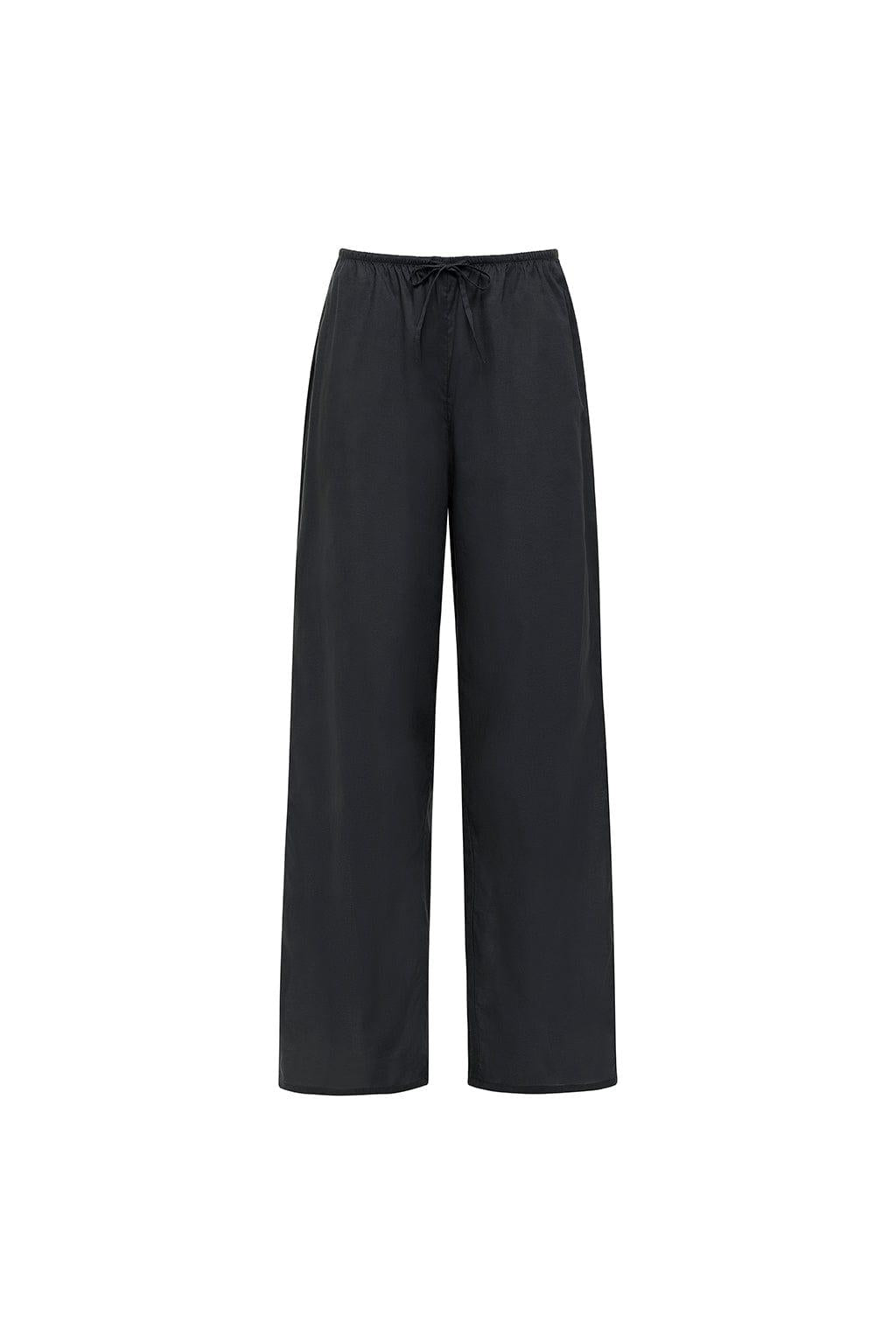Drawstring Wide Leg Pant | Charcoal