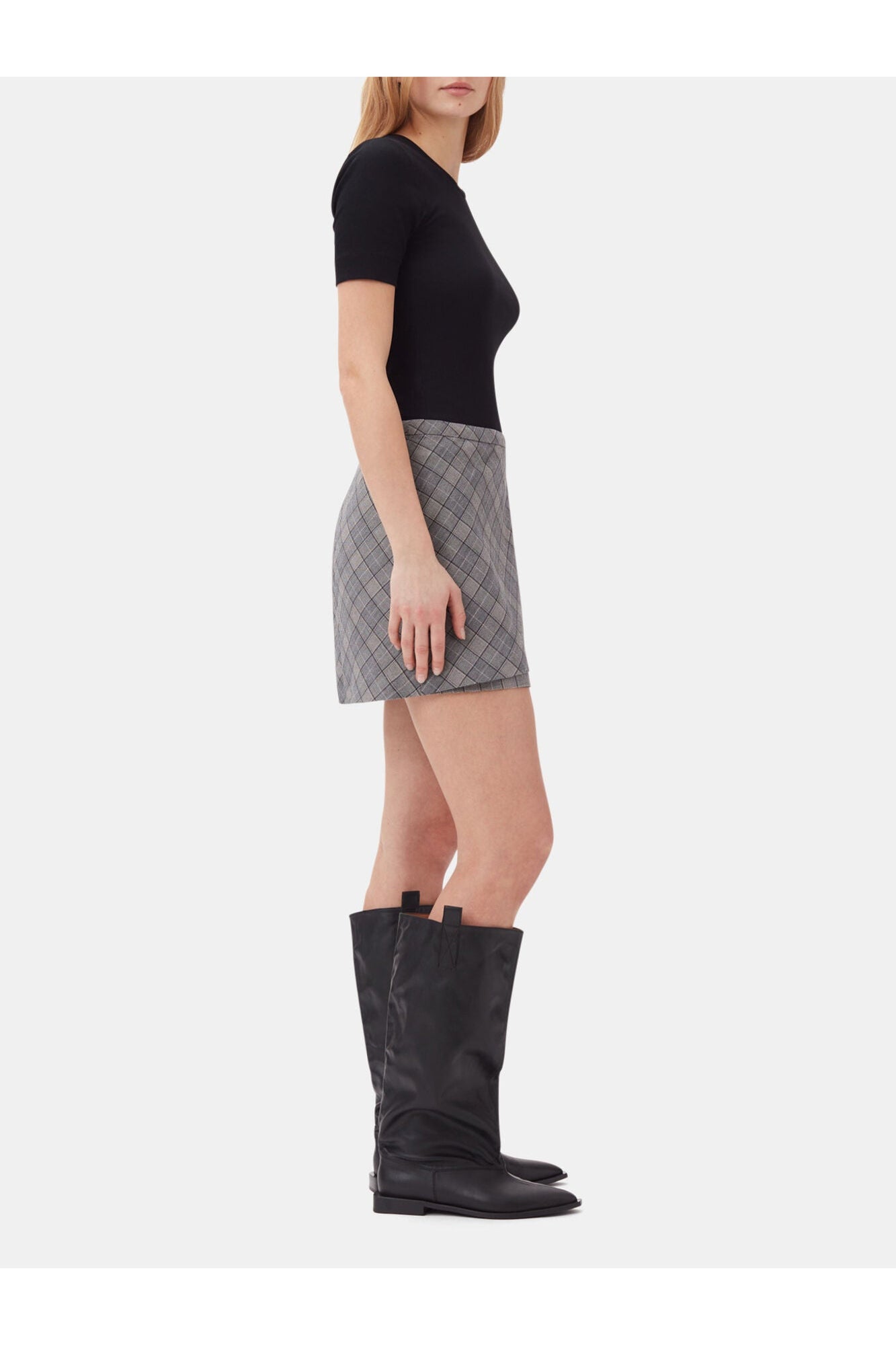 Checkered Mini Skirt | Frost Gray