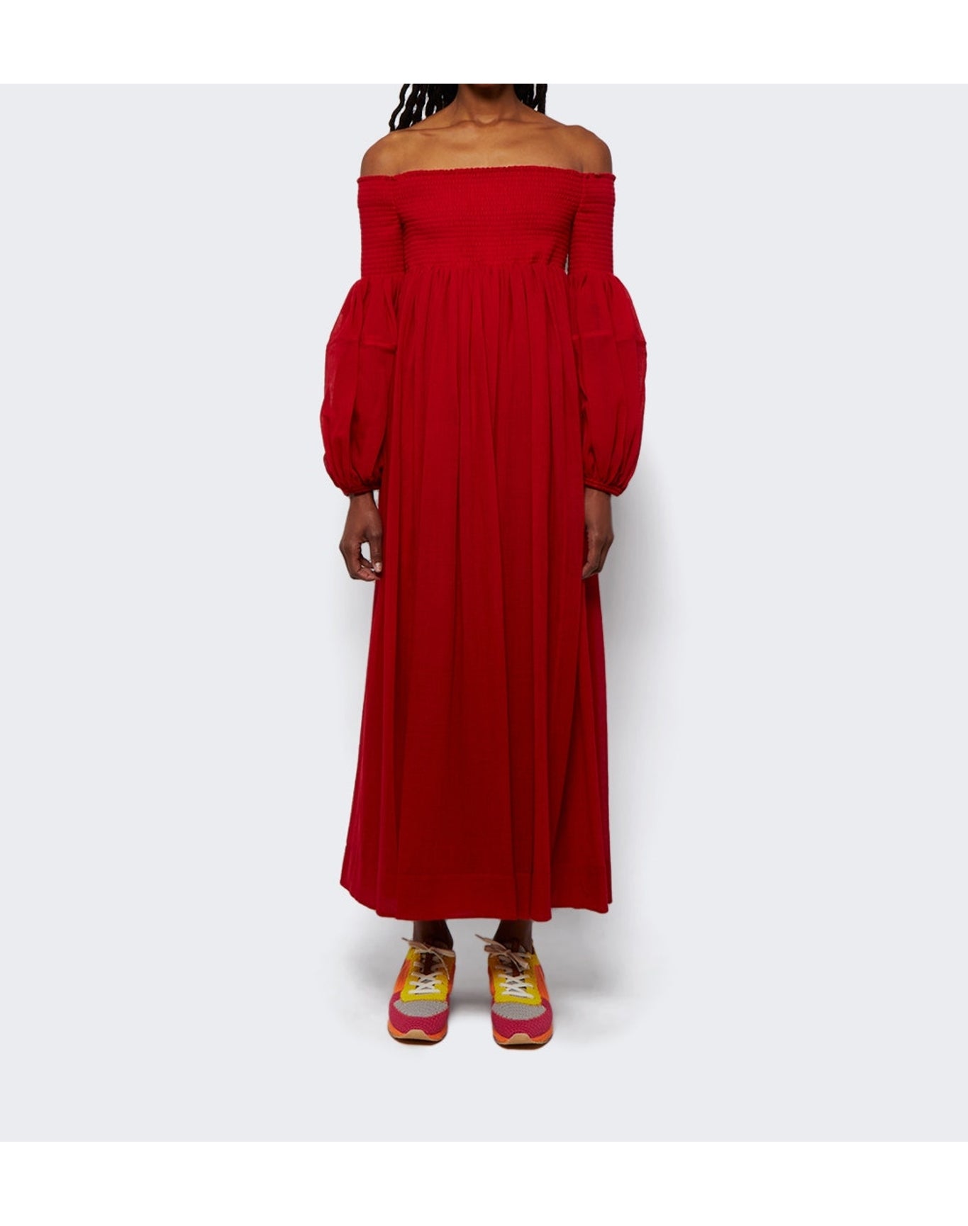 Chloé | Women | Off-shoulder Wool Dress | Red Crush