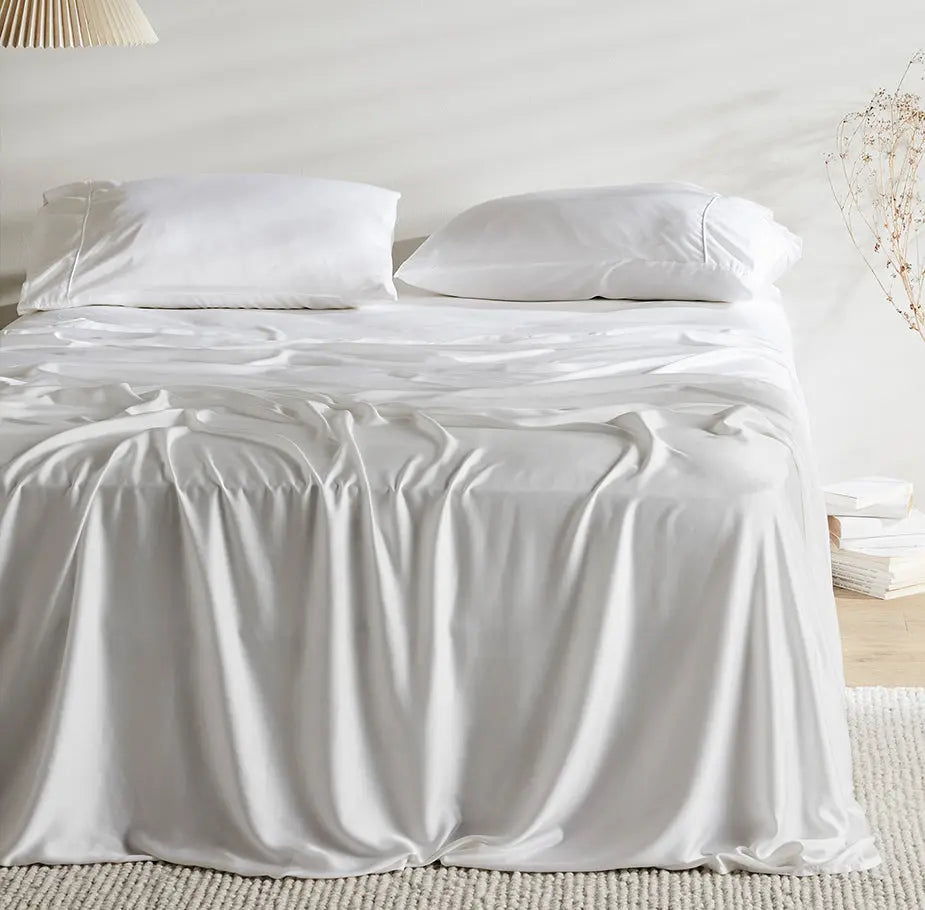 Cloud | Signature Sateen Flat Sheet Made With 100% Organic Bamboo #Color_cloud