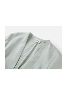 Collarless Linen Blazer | Green