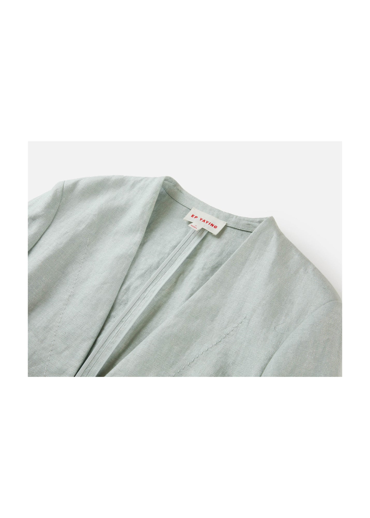 Collarless Linen Blazer | Green
