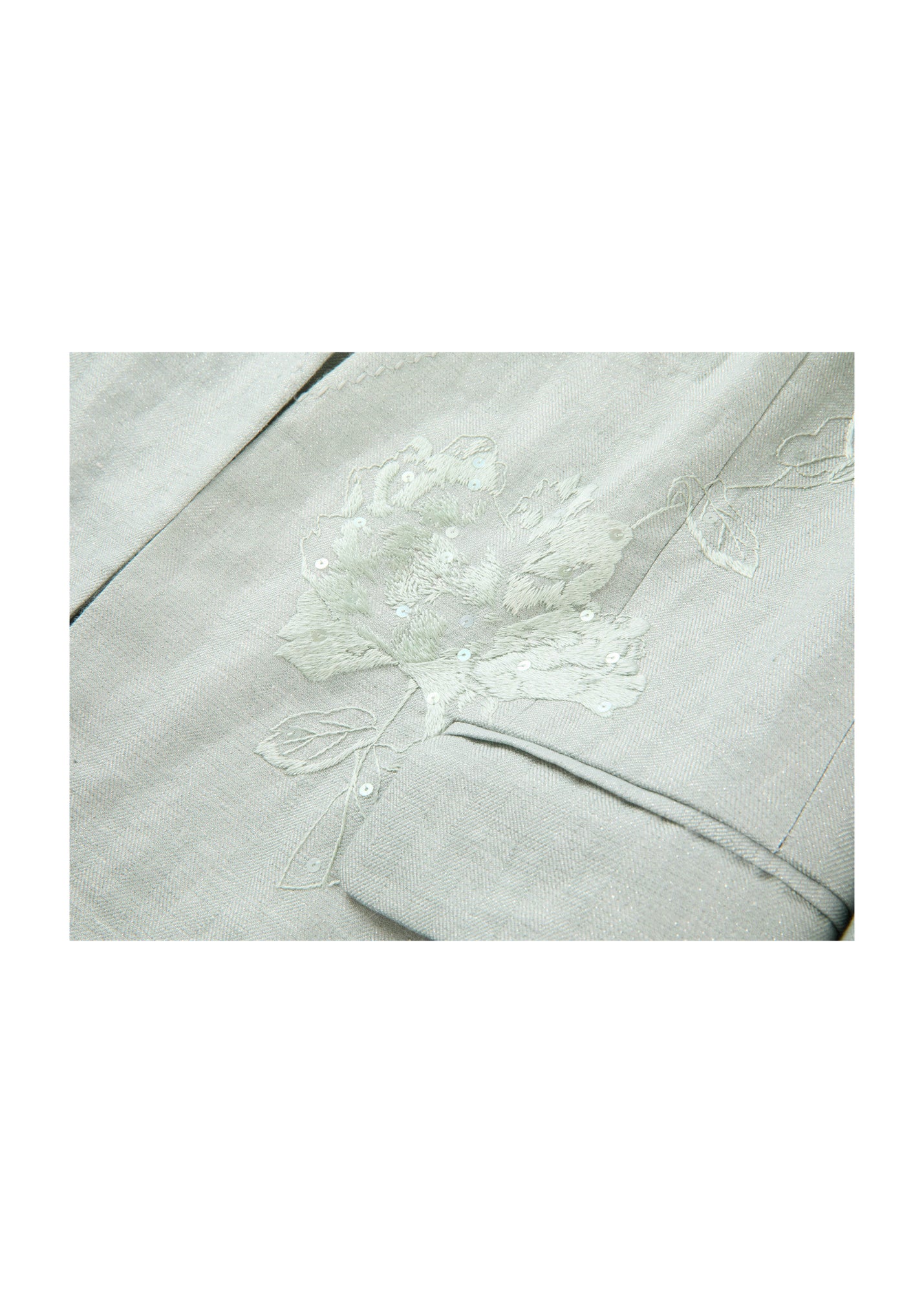 Collarless Linen Blazer | Green