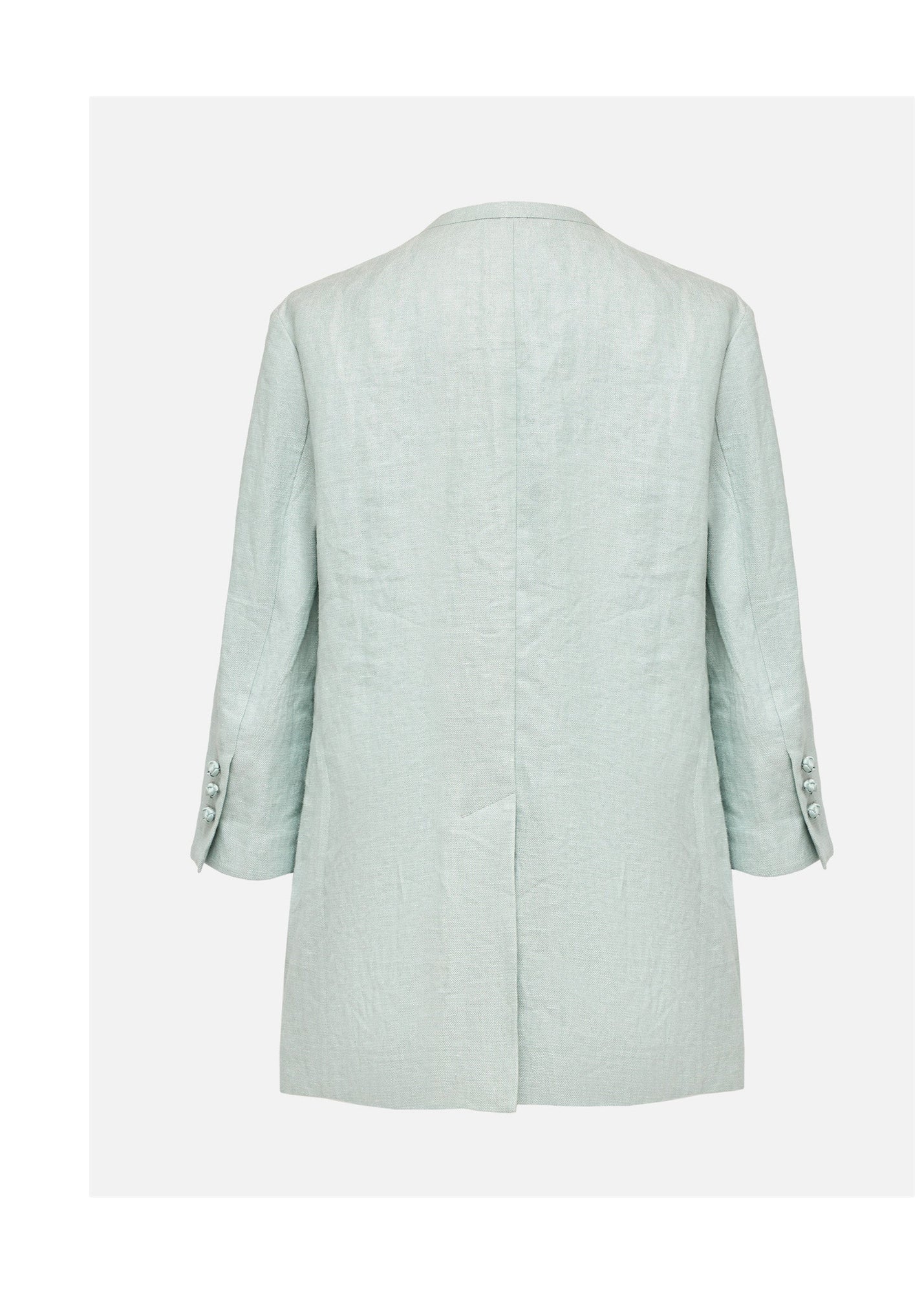 Collarless Linen Blazer | Green