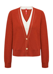 Contrast Knit Cardigan | Orange
