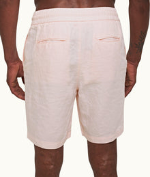 Cornell Linen Tailored Fit Washed Linen Drawcord Shorts | Rose