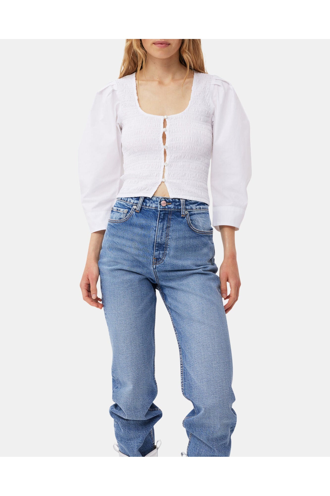 Cotton Poplin Smock Blouse | Bright White