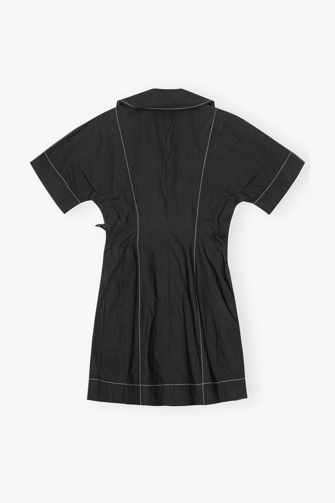 Cotton Poplin Wrap Mini Dress | Black