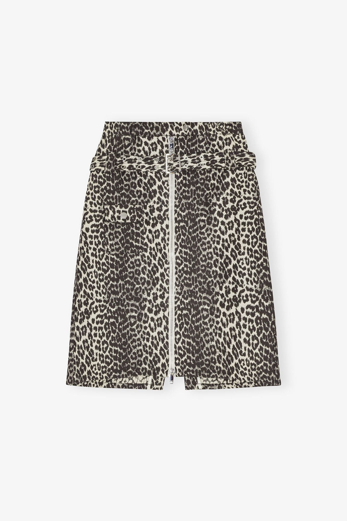 Cotton Tweed Midi Skirt | Leopard