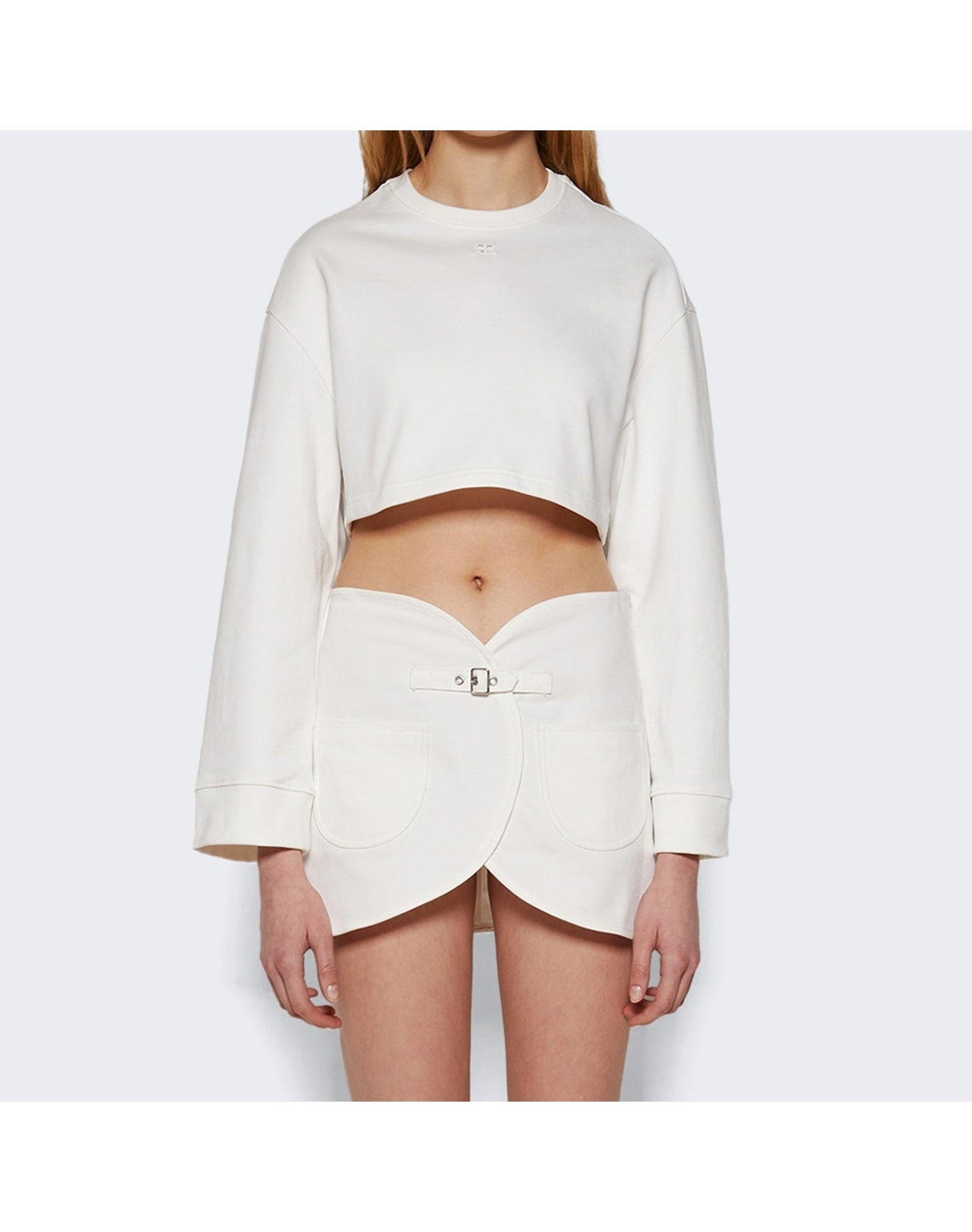 Courrèges | Women | Cocoon Cropped Sweater | Heritage White