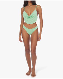 Cowl Neck Glitter Bikini Top | Mint Green