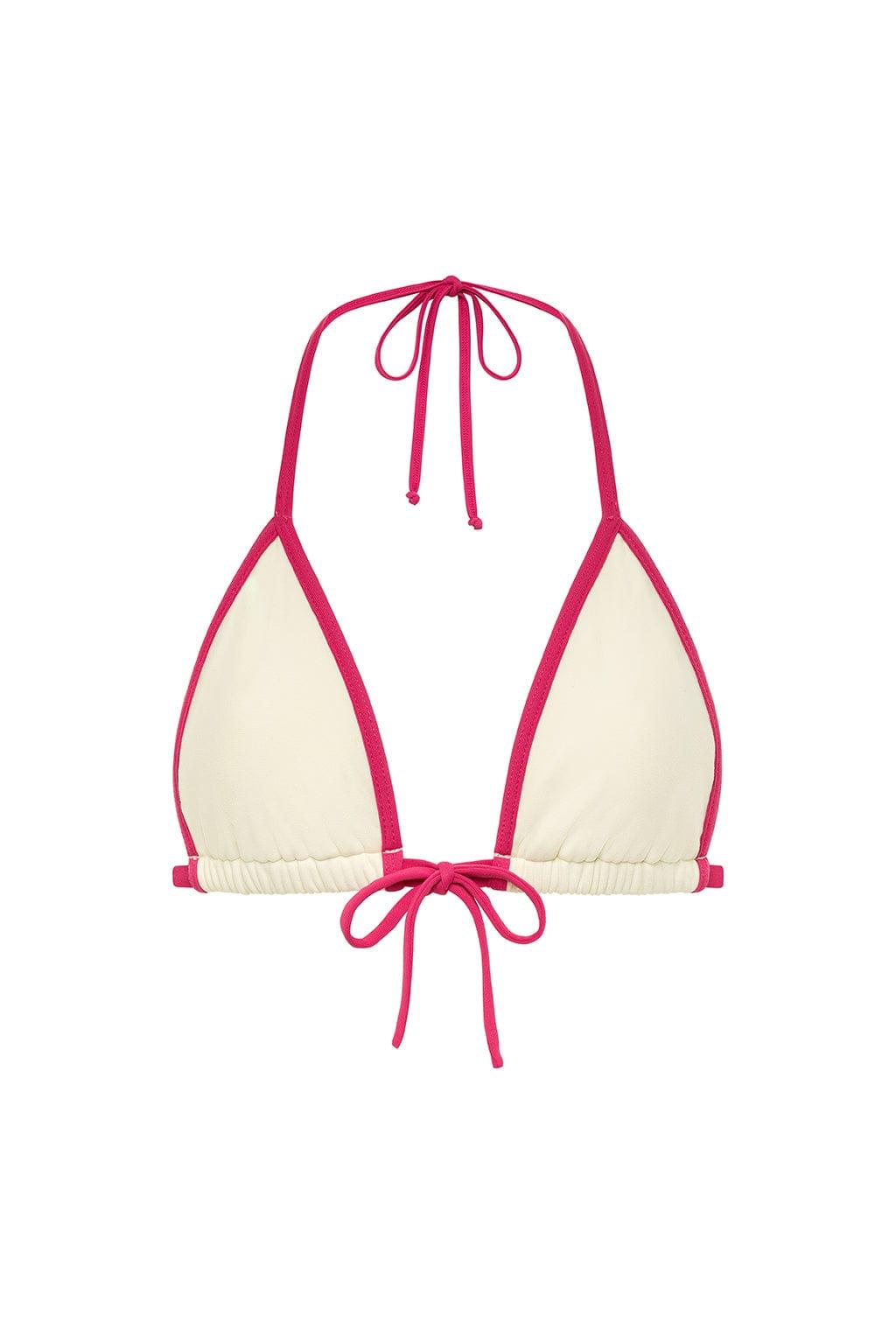 Emma Bikini Top | Cream Raspberry Binded