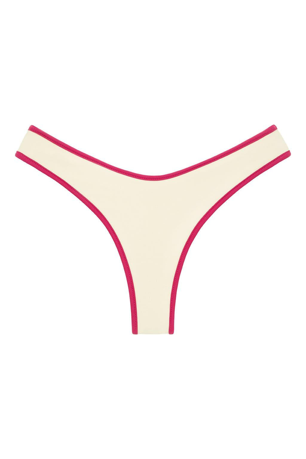 Lulu Bikini Bottom | Cream Raspberry Binded
