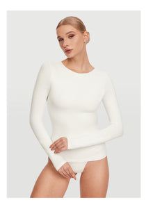 Crew Neck Long Sleeve Top | White