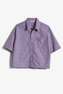 Crispy Poplin Over Shirt | Red/Blue