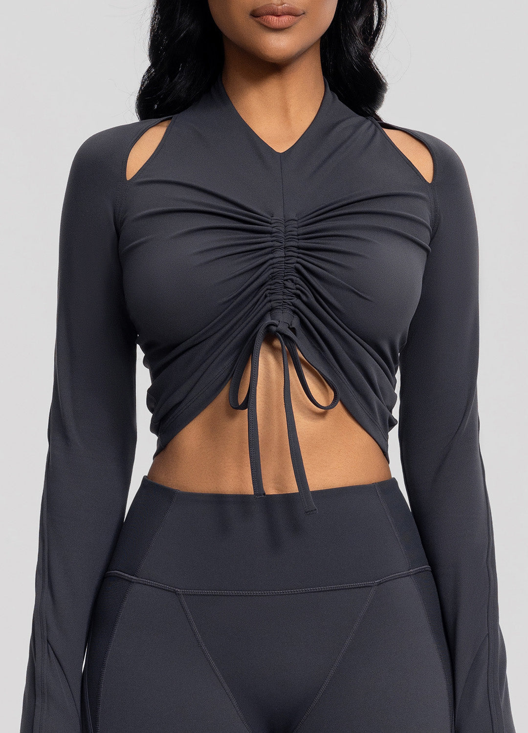Drawstring Crop Top | Charcoal
