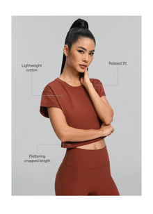 Cropped Cotton T-Shirt | Rust Brown