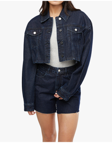 Cropped Denim Jacket | Raw Wash