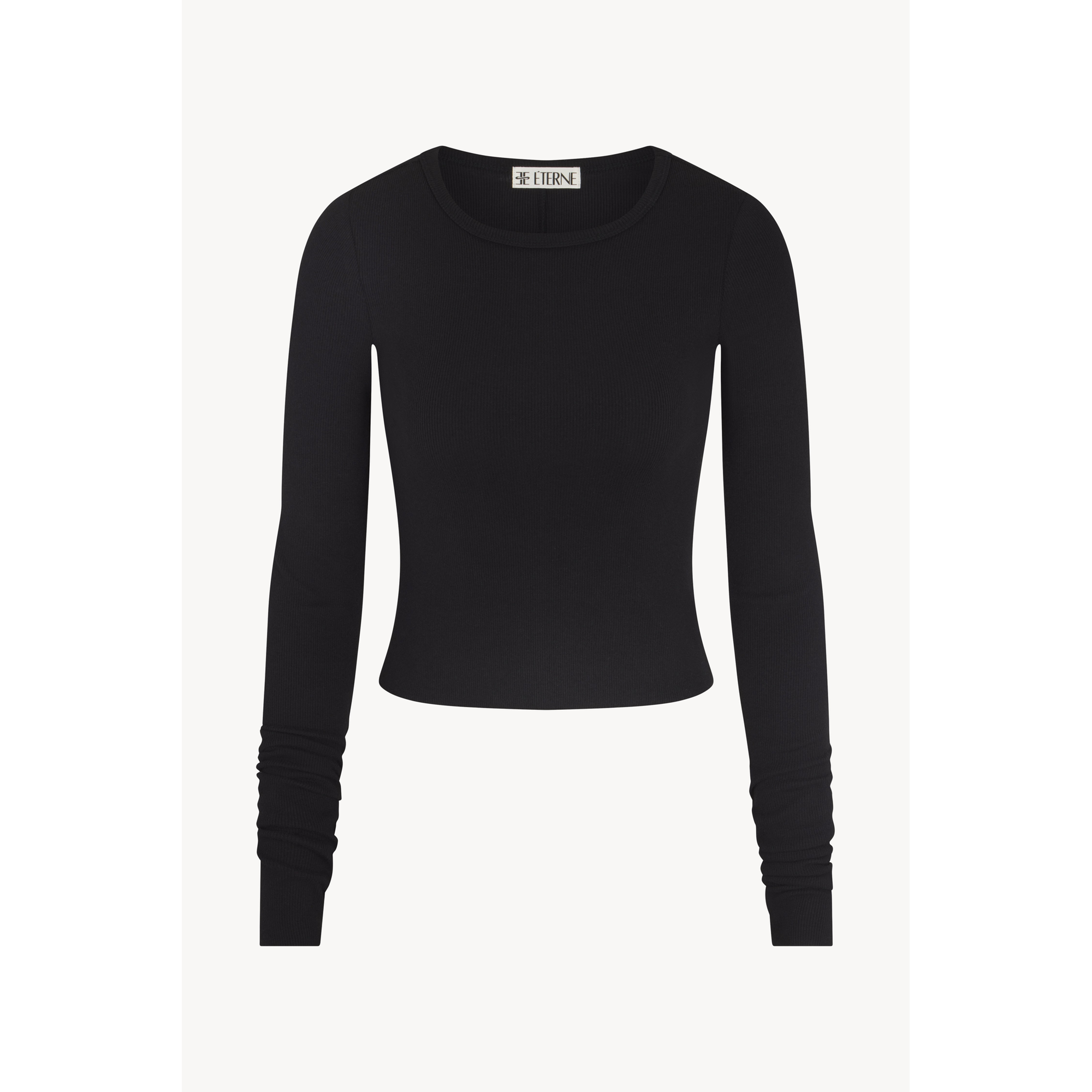 Cropped Long Sleeve Fitted Top | Black