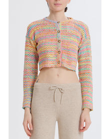Cropped Multicolored Cardigan | Rainbow/Multi