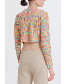 Cropped Multicolored Cardigan | Rainbow/Multi