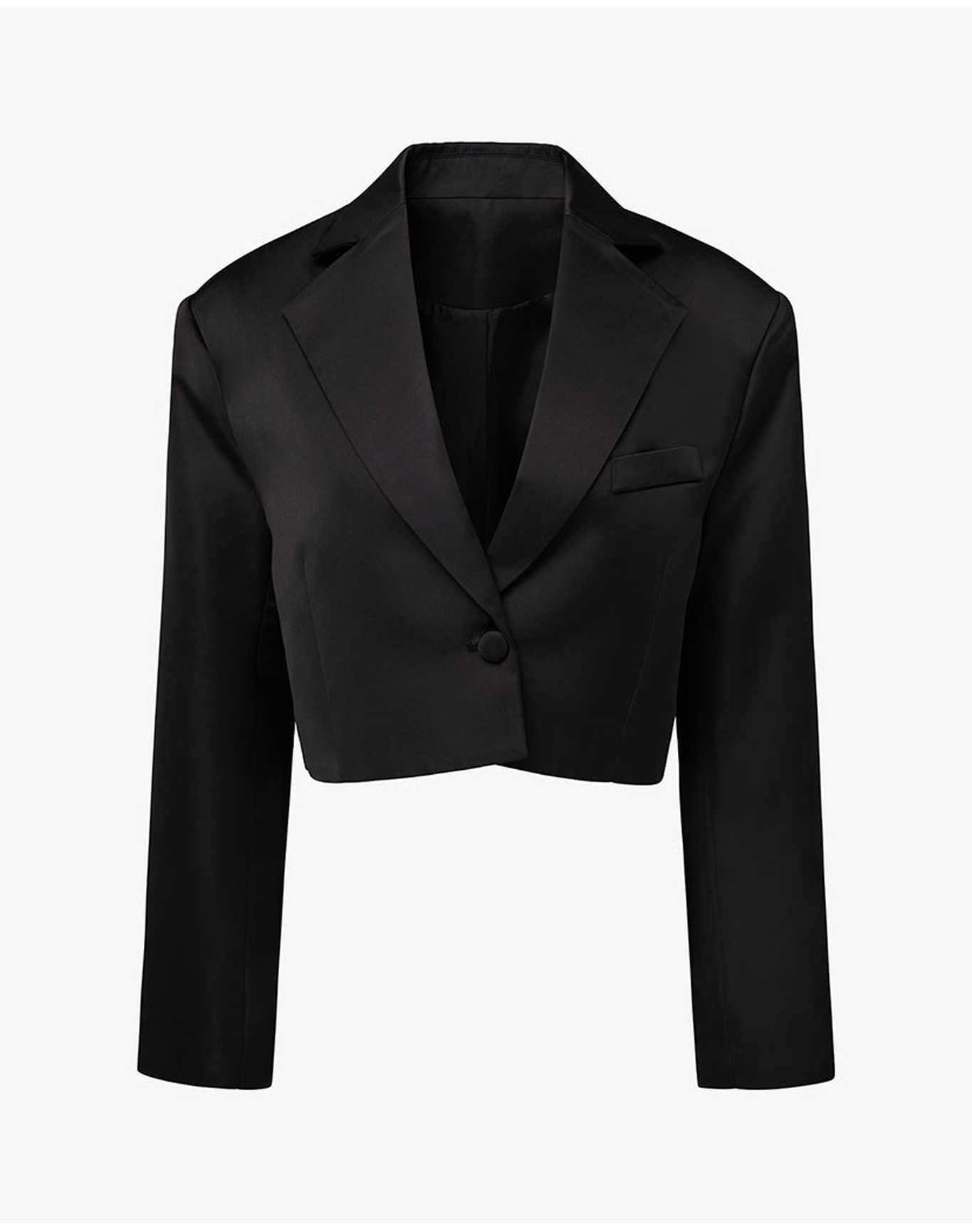 Cropped Satin Blazer | Black
